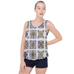 Abstract Texture Artistic Art Bubble Hem Chiffon Tank Top