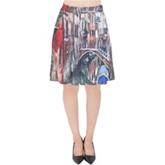 Venice Water Laguna Italy Velvet High Waist Skirt by Simbadda