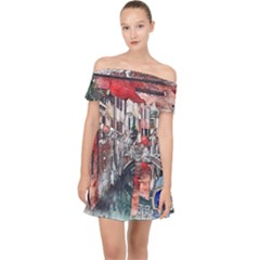 Venice Water Laguna Italy Off Shoulder Chiffon Dress