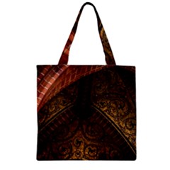 Vault Mosaic Gold Ornament Golden Zipper Grocery Tote Bag by Simbadda