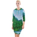 Landscape Nature Art Trees Water Quarter Sleeve Hood Bodycon Dress View1