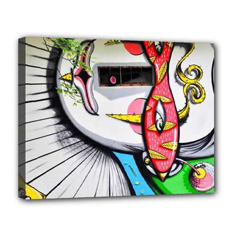 Clown Murals Figure Wall Human Canvas 14  X 11  (stretched) by Simbadda