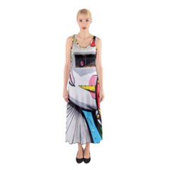 Clown Murals Figure Wall Human Sleeveless Maxi Dress by Simbadda