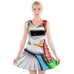 Clown Murals Figure Wall Human V-neck Sleeveless Dress by Simbadda