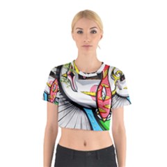 Clown Murals Figure Wall Human Cotton Crop Top by Simbadda