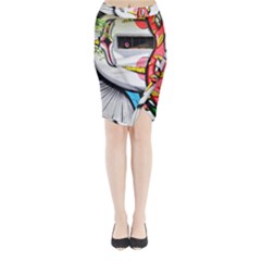 Clown Murals Figure Wall Human Midi Wrap Pencil Skirt by Simbadda