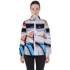 Clown Murals Figure Wall Human Women s High Neck Windbreaker by Simbadda