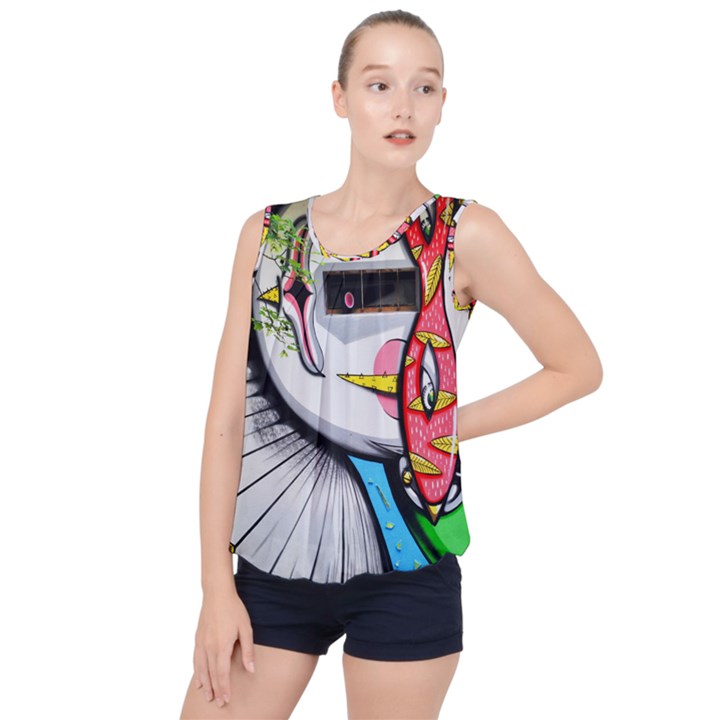 Clown Murals Figure Wall Human Bubble Hem Chiffon Tank Top