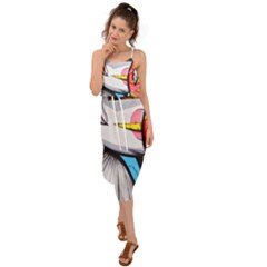 Clown Murals Figure Wall Human Waist Tie Cover Up Chiffon Dress