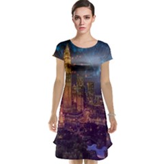 City Lights Skyline Buildings Cap Sleeve Nightdress