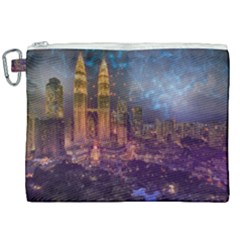 City Lights Skyline Buildings Canvas Cosmetic Bag (xxl) by Simbadda