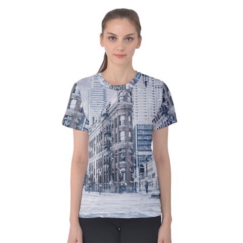 City Building Skyscraper Town Women s Cotton Tee by Simbadda