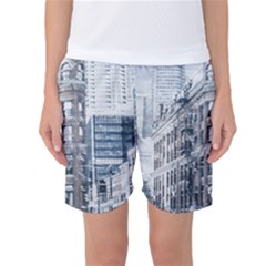 City Building Skyscraper Town Women s Basketball Shorts by Simbadda