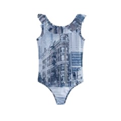 City Building Skyscraper Town Kids  Frill Swimsuit by Simbadda