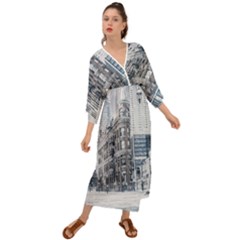 City Building Skyscraper Town Grecian Style  Maxi Dress