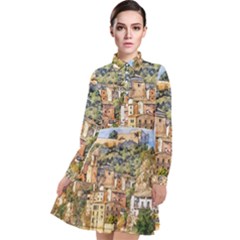 Architecture Town Travel Water Long Sleeve Chiffon Shirt Dress