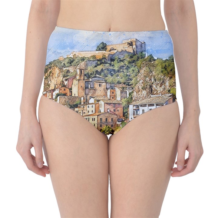 Architecture Town Travel Water Classic High-Waist Bikini Bottoms