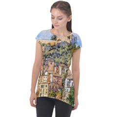 Architecture Town Travel Water Cap Sleeve High Low Top by Simbadda