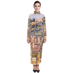 Architecture Town Travel Water Turtleneck Maxi Dress by Simbadda