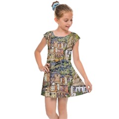 Architecture Town Travel Water Kids  Cap Sleeve Dress by Simbadda