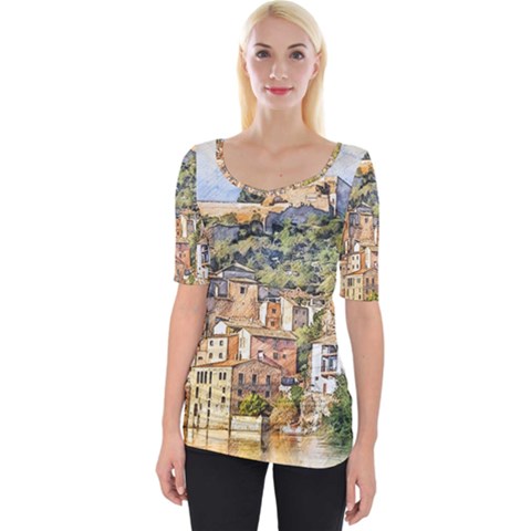 Architecture Town Travel Water Wide Neckline Tee by Simbadda