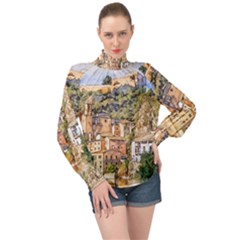 Architecture Town Travel Water High Neck Long Sleeve Chiffon Top