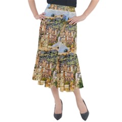 Architecture Town Travel Water Midi Mermaid Skirt by Simbadda