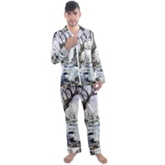 Tree Waterfall Landscape Nature Men s Satin Pajamas Long Pants Set