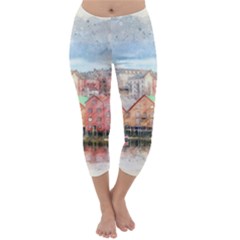 Architecture City Buildings River Capri Winter Leggings  by Simbadda