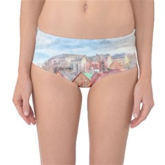 Architecture City Buildings River Mid-waist Bikini Bottoms by Simbadda