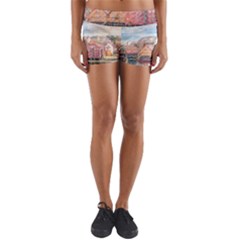 Architecture City Buildings River Yoga Shorts by Simbadda