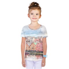 Architecture City Buildings River Kids  One Piece Tee