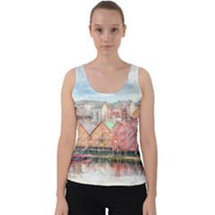 Architecture City Buildings River Velvet Tank Top by Simbadda