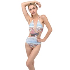 Architecture City Buildings River Plunging Cut Out Swimsuit by Simbadda