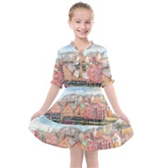 Architecture City Buildings River Kids  All Frills Chiffon Dress