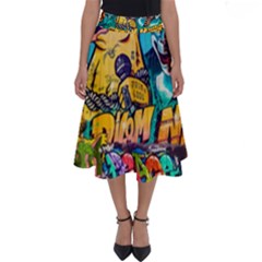 Graffiti Street Art Mountains Wall Perfect Length Midi Skirt by Simbadda