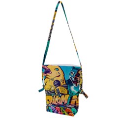 Graffiti Street Art Mountains Wall Folding Shoulder Bag by Simbadda