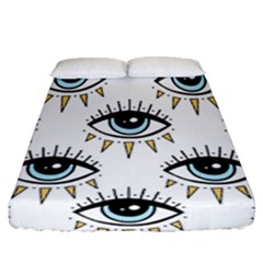 Eyes Pattern Fitted Sheet (queen Size) by Valentinaart