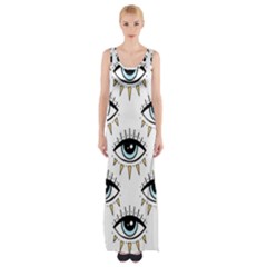 Eyes Pattern Thigh Split Maxi Dress by Valentinaart