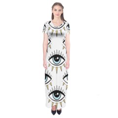 Eyes Pattern Short Sleeve Maxi Dress by Valentinaart