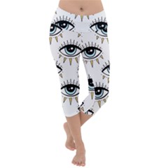 Eyes Pattern Lightweight Velour Capri Yoga Leggings by Valentinaart