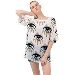 Eyes Pattern Oversized Chiffon Top