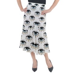 Eyes Pattern Midi Mermaid Skirt