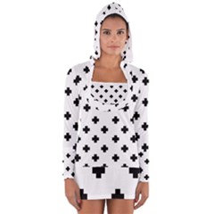 Swiss Cross Pattern Long Sleeve Hooded T-shirt by Valentinaart