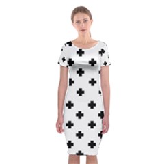 Swiss Cross Pattern Classic Short Sleeve Midi Dress