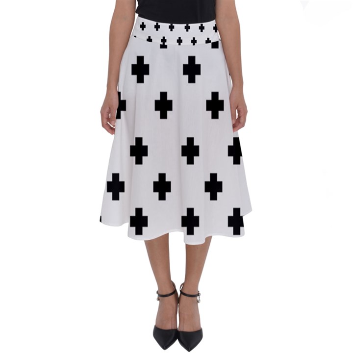 Swiss Cross Pattern Perfect Length Midi Skirt