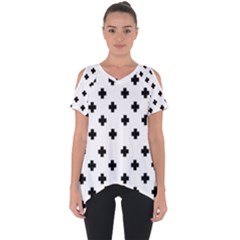 Swiss Cross Pattern Cut Out Side Drop Tee by Valentinaart