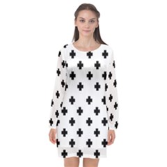 Swiss Cross Pattern Long Sleeve Chiffon Shift Dress  by Valentinaart