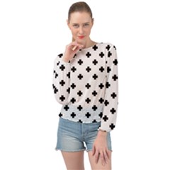 Swiss Cross Pattern Banded Bottom Chiffon Top