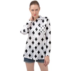 Swiss Cross Pattern Long Sleeve Satin Shirt